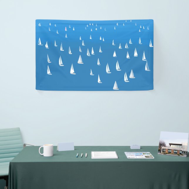 Sailing Boats in deep blue Sea - Regatta Sailboats Banner (Tradeshow)