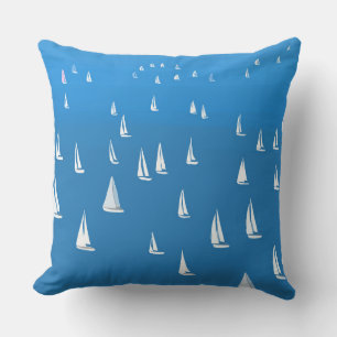 Sailing Boats in deep blue Sea - Regatta Sailboats Cushion