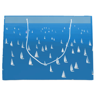 Sailing Boats in deep blue Sea - Regatta Sailboats Large Gift Bag