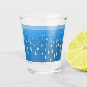 Sailing Boats in deep blue Sea - Regatta Sailboats Shot Glass