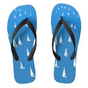 Sailing Boats in deep blue Sea - Regatta Sailboats Thongs
