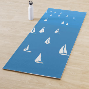 Sailing Boats in deep blue Sea - Regatta Sailboats Yoga Mat