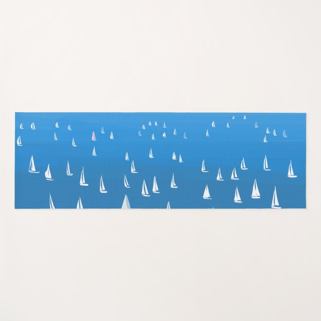 Sailing Boats in deep blue Sea - Regatta Sailboats Yoga Mat (Front (Horizontal))