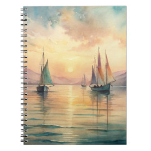 Sailing Boats in Sunset Notebook