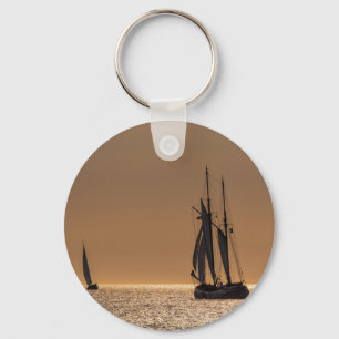 Sailing boats on shore of the Baltic Sea Key Ring