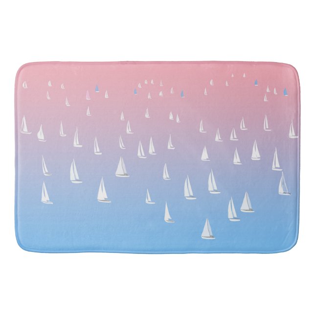 Sailing Boats on the Ocean  Bath Mat (Front)