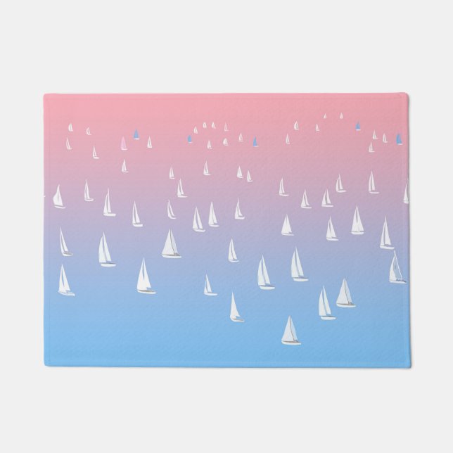 Sailing Boats on the Ocean   Doormat (Front)