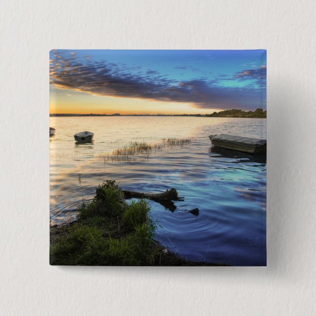 Sailing Boats Reflection From The Sunset 15 Cm Square Badge (Front)