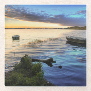 Sailing Boats Reflection From The Sunset Glass Coaster