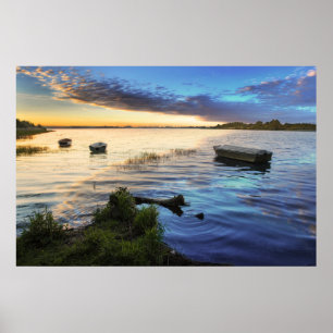 Sailing Boats Reflection From The Sunset Poster