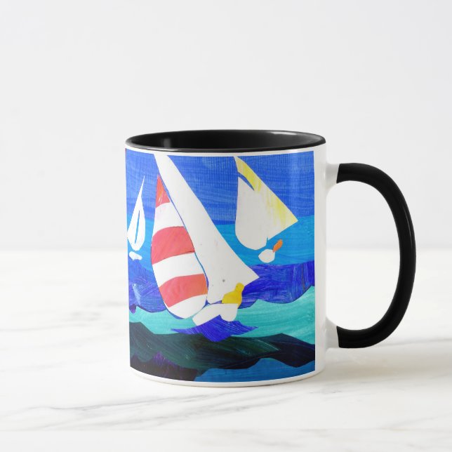 'Sailing Boats' Ringer Mug (Right)