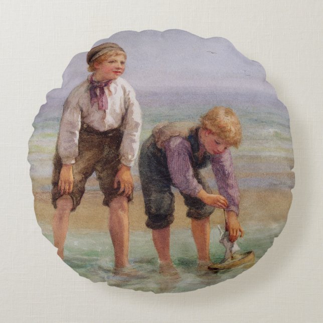 Sailing Boats Round Cushion (Front)