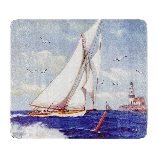 Sailing By The Lighthouse by Albert B. Marks Cutting Board (Front)