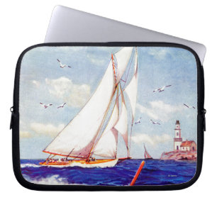 Sailing By The Lighthouse by Albert B. Marks Laptop Sleeve