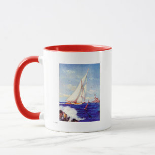 Sailing By The Lighthouse by Albert B. Marks Mug