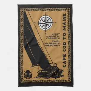 Sailing Cape Cod To Maine Tea Towel