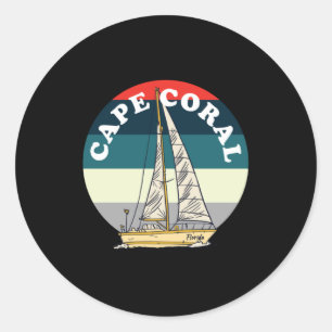 Sailing Cape Coral Florida Vintage Classic Round Sticker