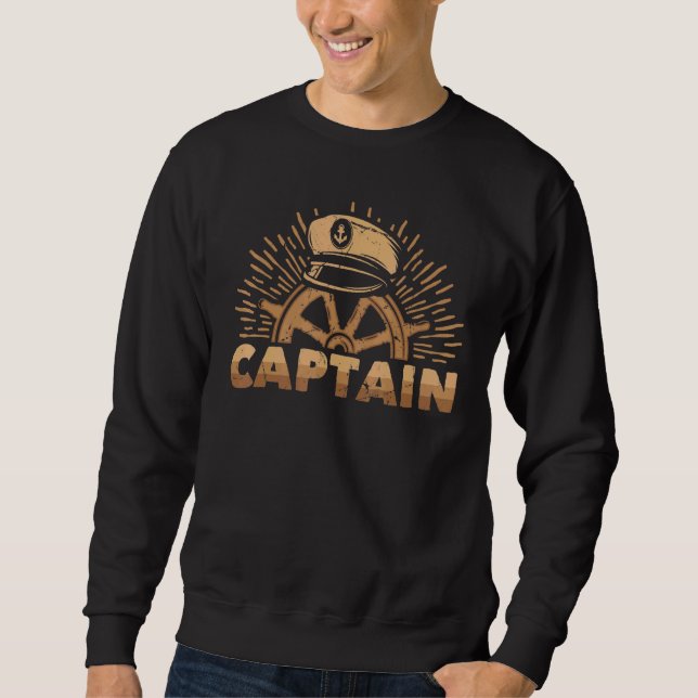 Sailing - Captain - Ship - Sunset - Wheel - Sea -  Sweatshirt (Front)
