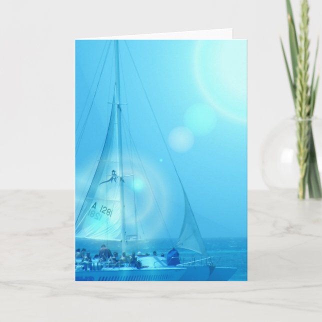 Sailing Catamaran Greeting Card (Front)
