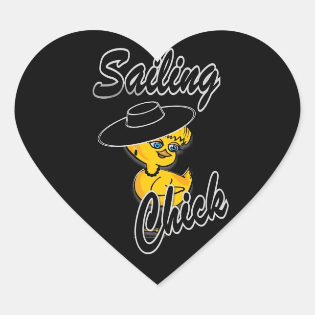 Sailing Chick #4 Heart Sticker (Front)