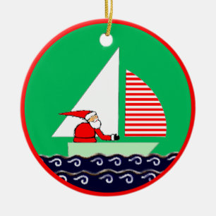 Sailing Christmas Ceramic Ornament