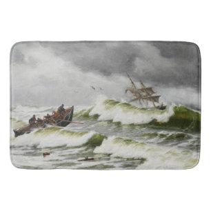 Sailing Clipper Ships Ocean Rescue Boat Bath Mat