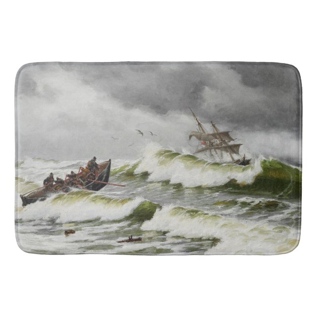 Sailing Clipper Ships Ocean Rescue Boat Bath Mat (Front)