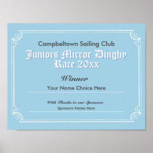 Sailing Club Competition Winner's Certificate Post Poster
