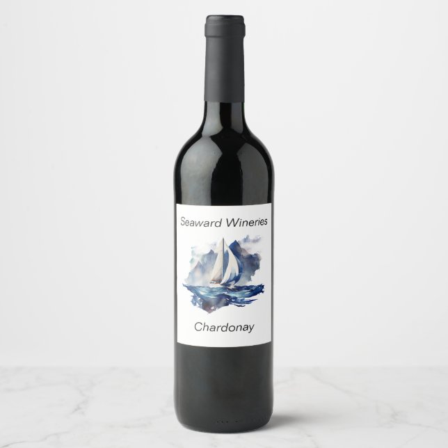 Sailing Custom Wine Bottle Label (Front)