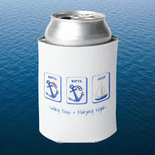 Sailing Days & Mahjong Nights Custom Nautical Can Cooler