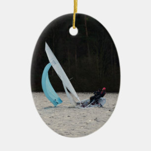 Sailing Dinghy At Speed Ceramic Tree Decoration