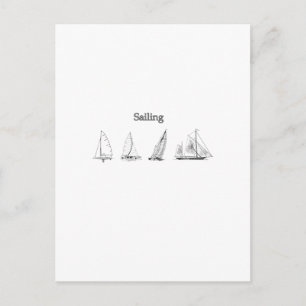 Sailing - Four Sailboats Logo Postcard