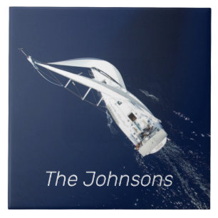 Sailing Freedom Bird's Eye View Ceramic Tile