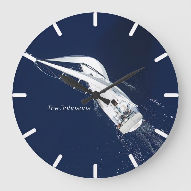 Sailing Freedom Bird's Eye View Large Clock (Front)