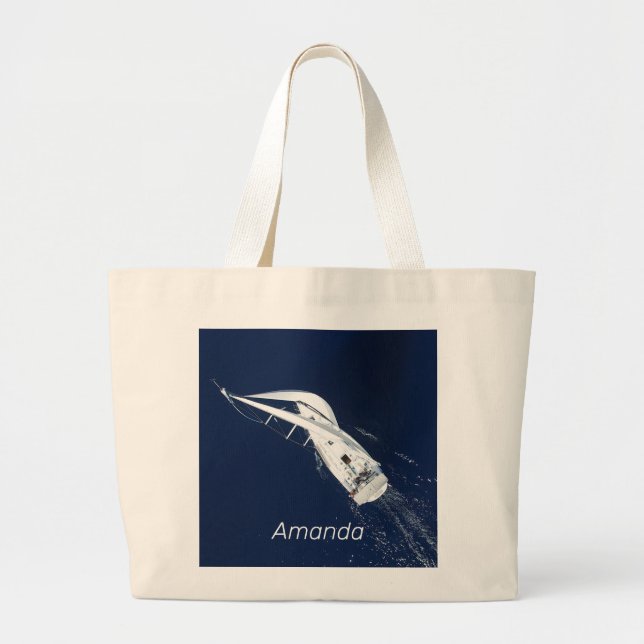 Sailing Freedom Bird's Eye View Large Tote Bag (Front)