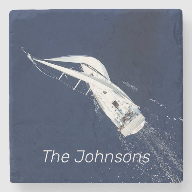 Sailing Freedom Bird's Eye View Stone Coaster (Front)