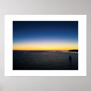 Sailing from the Harbour Sunset Colour Photography Poster