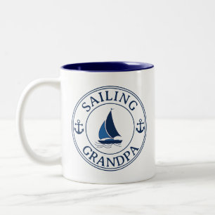 Sailing Grandpa Year Established  Two-Tone Coffee Mug