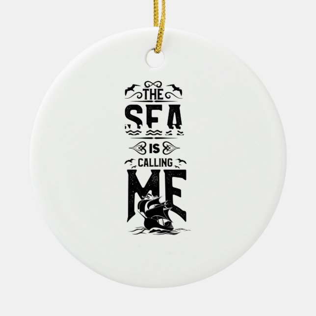 Sailing Heartbeat Ceramic Ornament (Front)