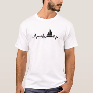 Sailing, Heartbeat ECG, Sea Sailing Boat T-Shirt