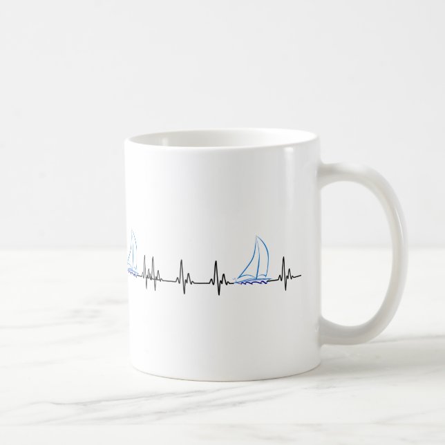 Sailing Heartbeat Funny Sailboat Coffee Mug (Right)