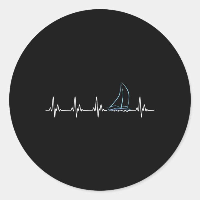 Sailing Hebeat Sailboat Classic Round Sticker (Front)