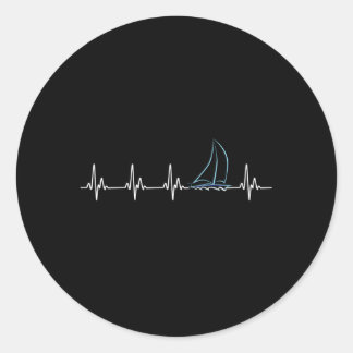 Sailing Hebeat Sailboat Classic Round Sticker