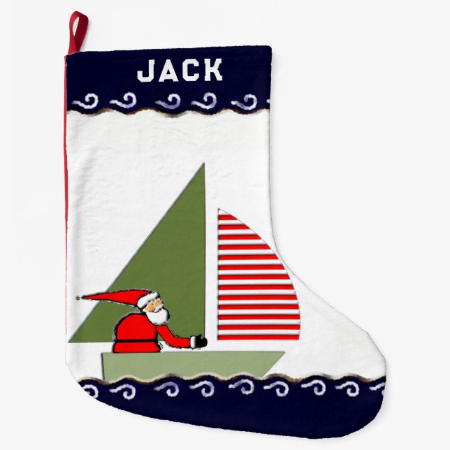 Sailing Holiday Gift Large Christmas Stocking (Front)