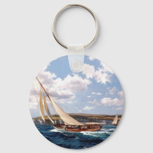 Sailing in a rough sea key ring