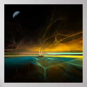 Sailing in magical moonlight poster