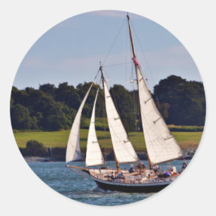 Sailing In Newport, Rhode Island, USA Classic Round Sticker