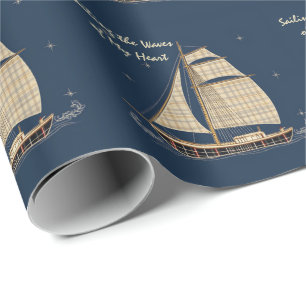 Sailing in Style Across the Blue Wrapping Paper