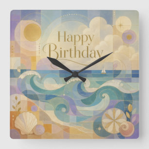Sailing into a New Year Square Wall Clock