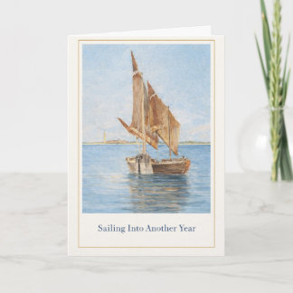 Sailing Into Another Year Vintage Sailboat Card